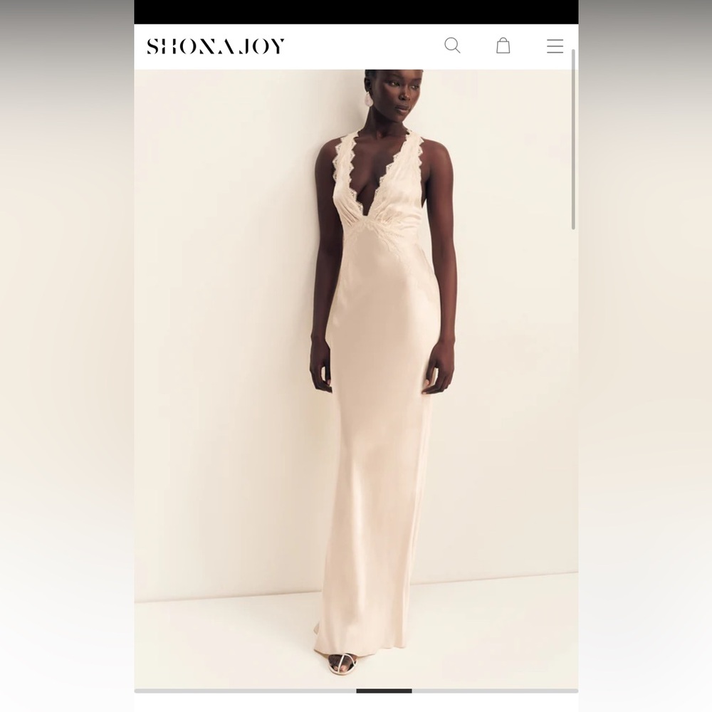 Shona Joy La Lune Lace Cross Back Maxi Dress Cream size 2 NWT
